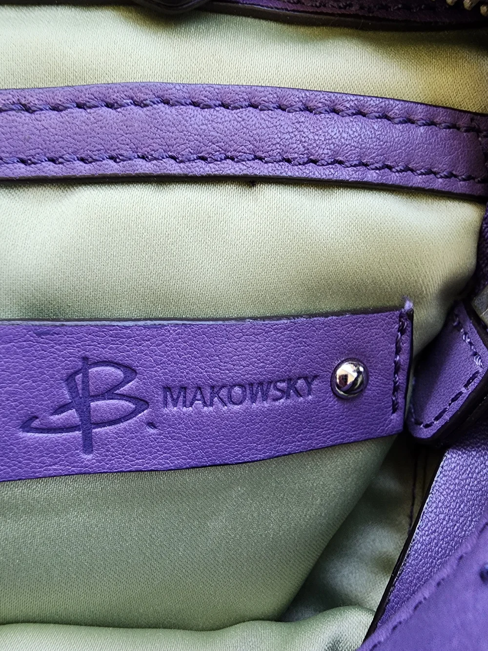 b. makowsky Purple Leather Hobo Bag with Knotted Strap